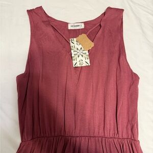 Mauve long dress sleeveless criss cross top